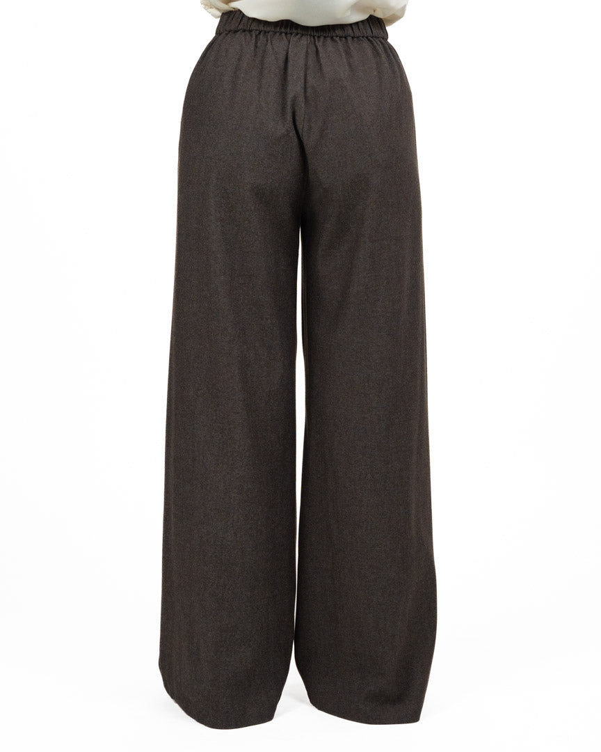 Pantalone a Palazzo con Pence Marrone - Eleh