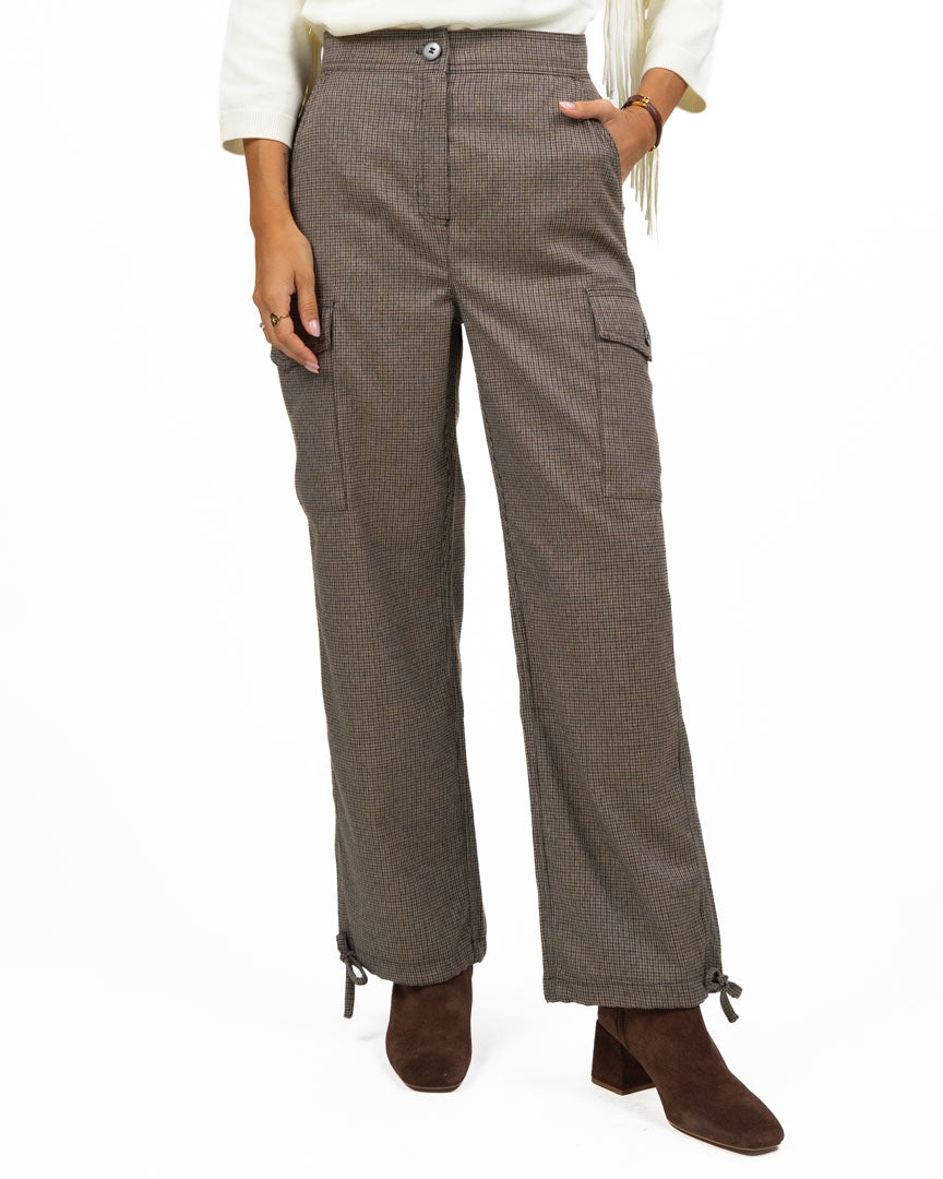 Pantaloni Cargo Macro-Check con Coulisse al Fondo - Emme Marella
