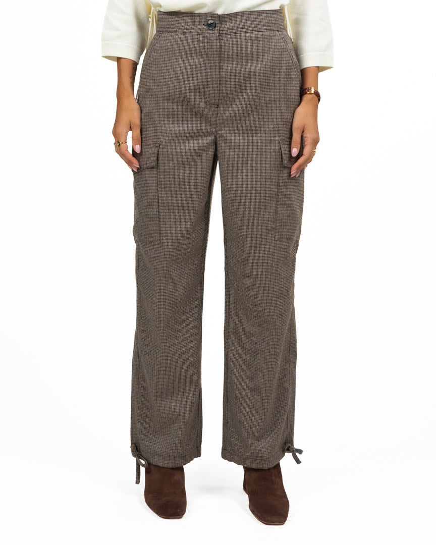 Pantaloni Cargo Macro-Check con Coulisse al Fondo - Emme Marella