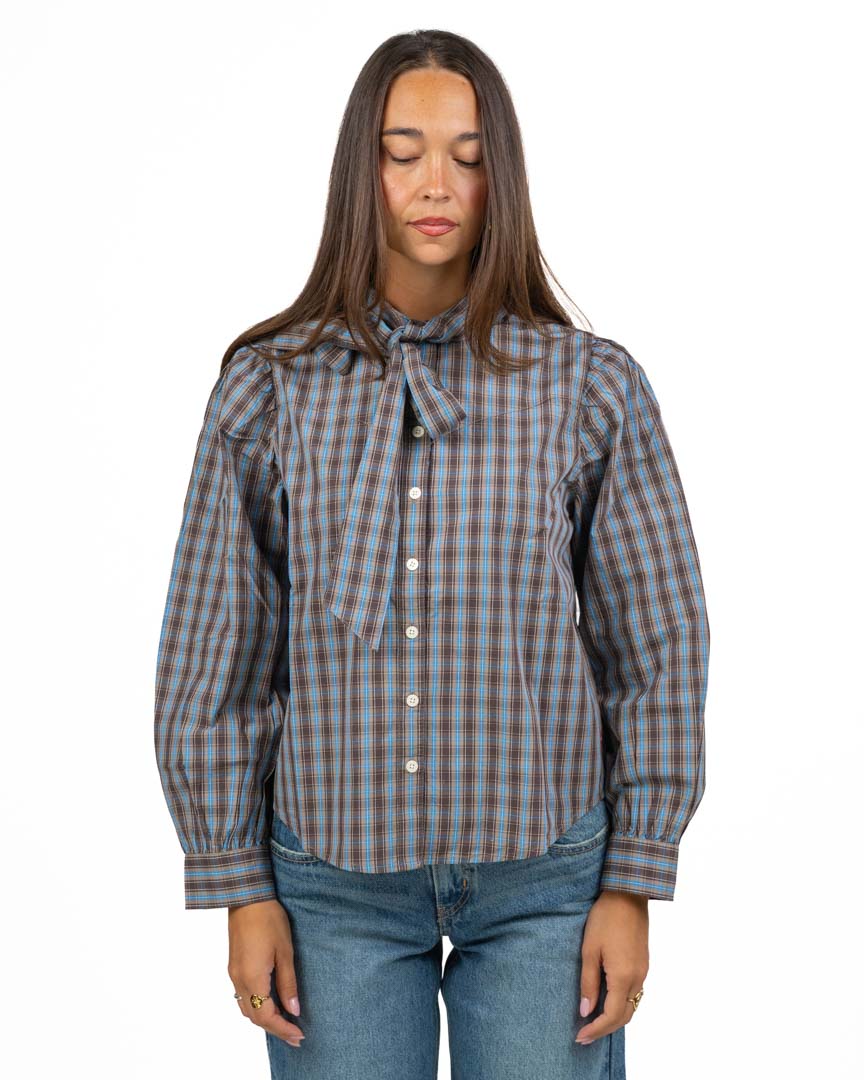 Camicia a Quadri Marrone e Azzurro con Fiocco - Levi's