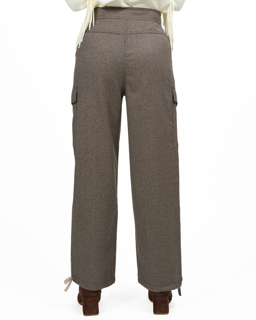 Pantaloni Cargo Macro-Check con Coulisse al Fondo - Emme Marella