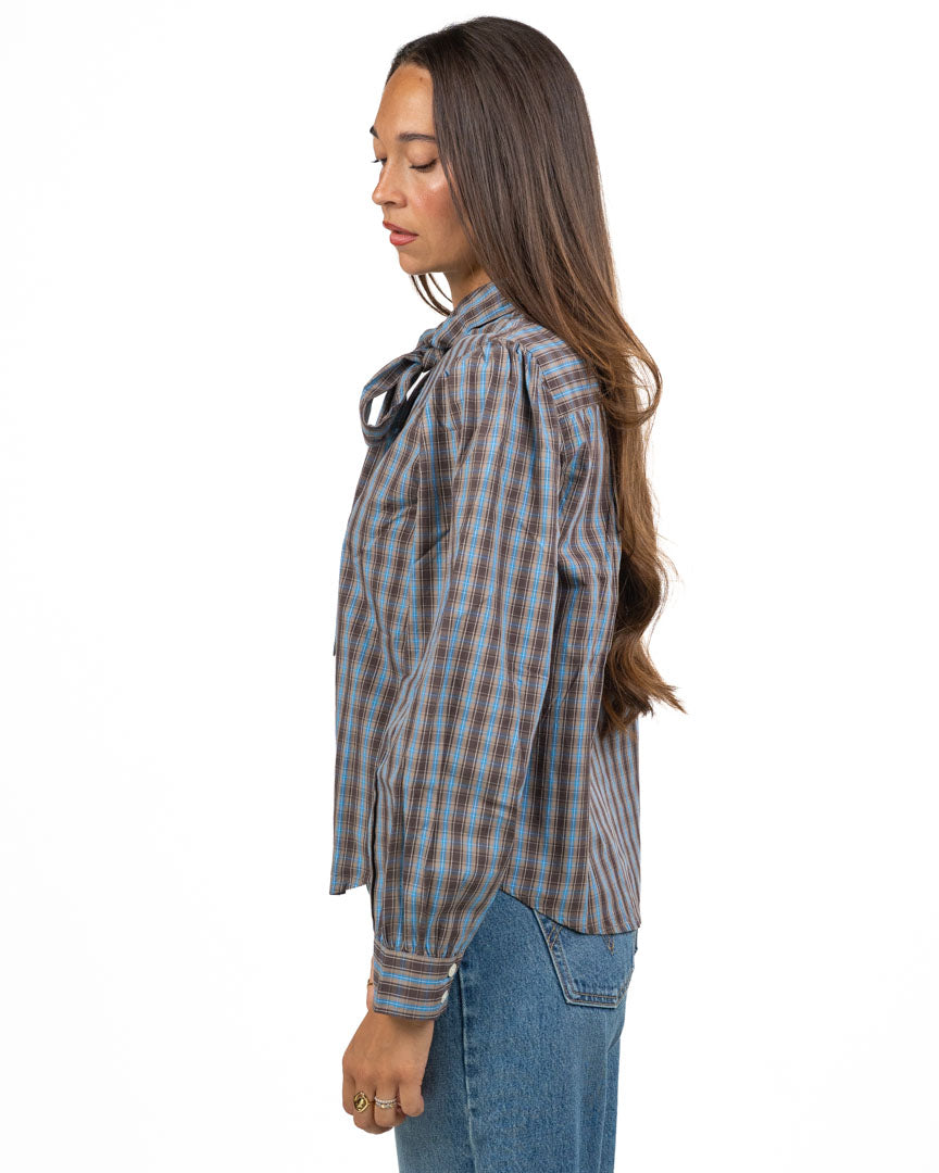 Camicia a Quadri Marrone e Azzurro con Fiocco - Levi's