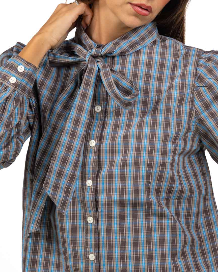 Camicia a Quadri Marrone e Azzurro con Fiocco - Levi's