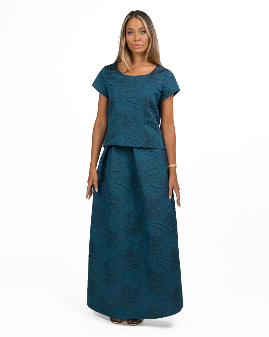 Completo Top e Gonna Longuette in Jacquard Ottanio - Berti Mode Collection