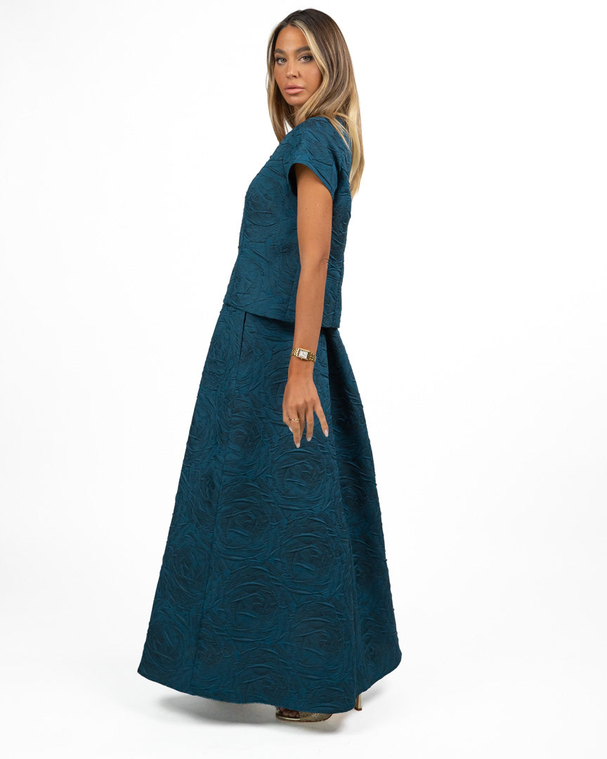 Completo Top e Gonna Longuette in Jacquard Ottanio - Berti Mode Collection