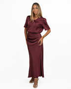 Maglia Satinata con Scollo Increspato Bordeaux - Pennyblack
