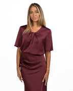 Maglia Satinata con Scollo Increspato Bordeaux - Pennyblack