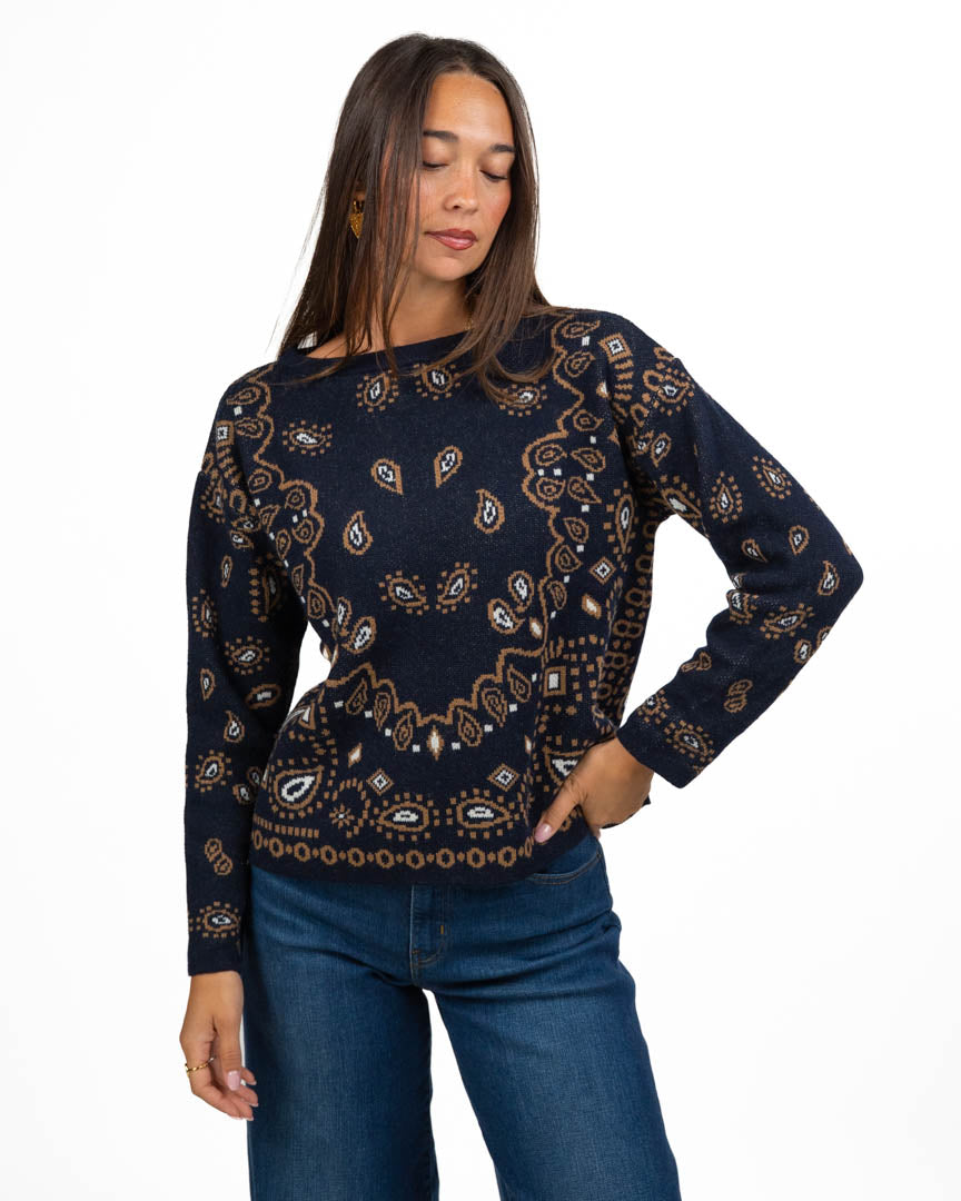 Maglione Blu in Fantasia - Pennyblack