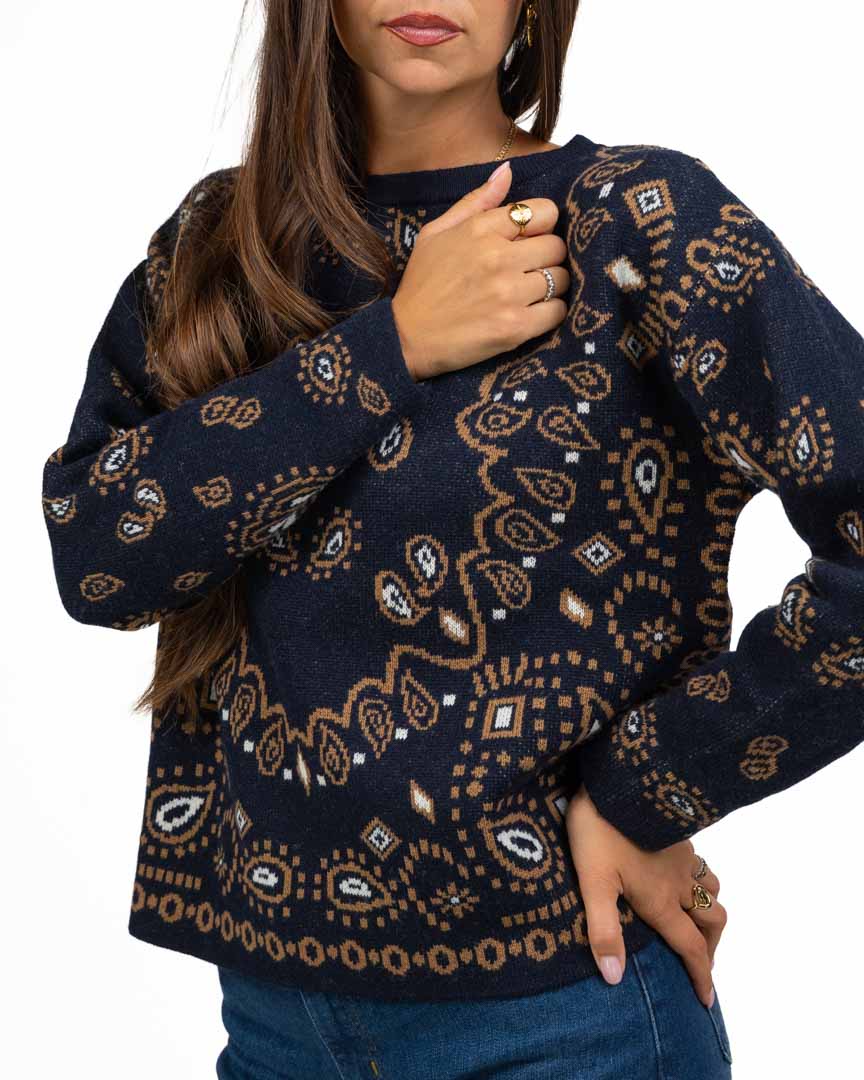 Maglione Blu in Fantasia - Pennyblack
