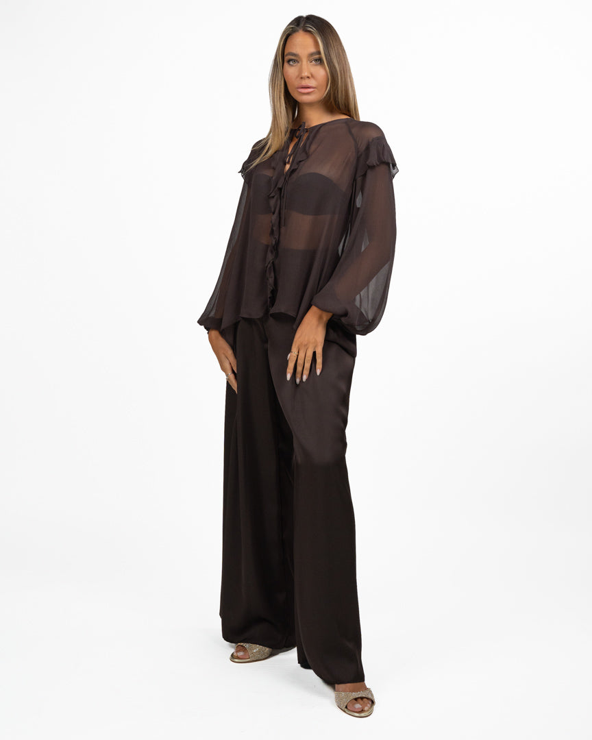 Camicia in Chiffon con Volant e Laccetto - Marella