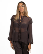 Camicia in Chiffon con Volant e Laccetto - Marella