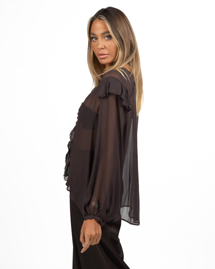Camicia in Chiffon con Volant e Laccetto - Marella