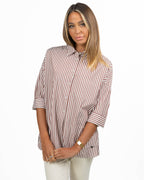 Camicia Oversize a Righe Bianche e Bordeaux - Weekend Max Mara
