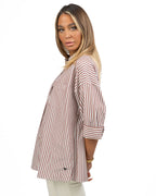 Camicia Oversize a Righe Bianche e Bordeaux - Weekend Max Mara