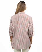 Camicia Oversize a Righe Bianche e Bordeaux - Weekend Max Mara