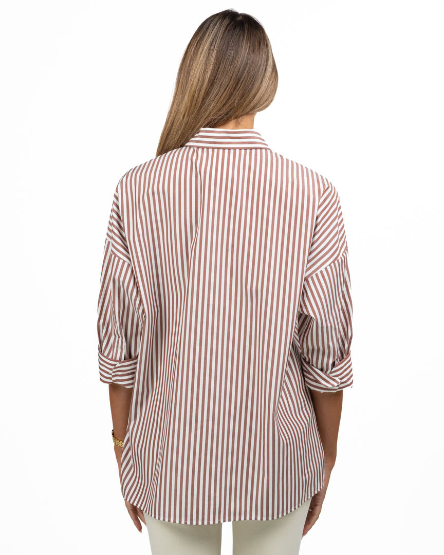 Camicia Oversize a Righe Bianche e Bordeaux - Weekend Max Mara