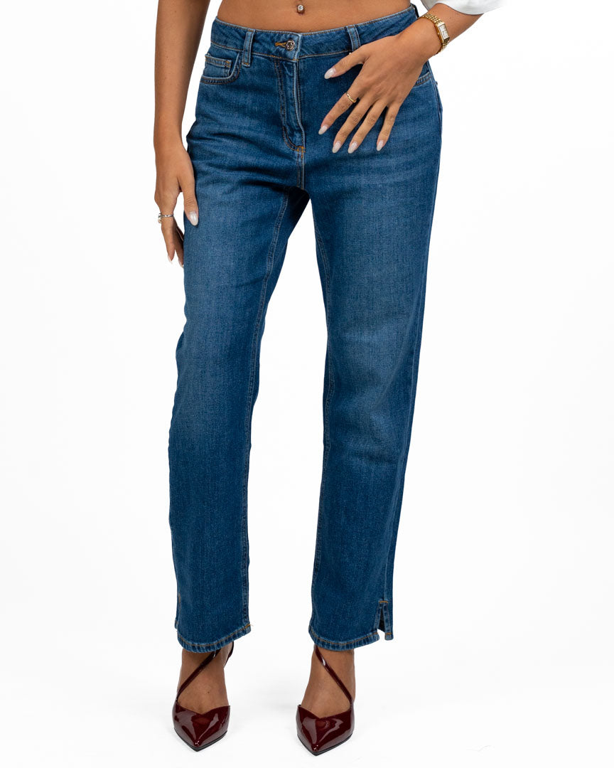 Jeans Straight Fit con Spacco al Fondo - Pennyblack