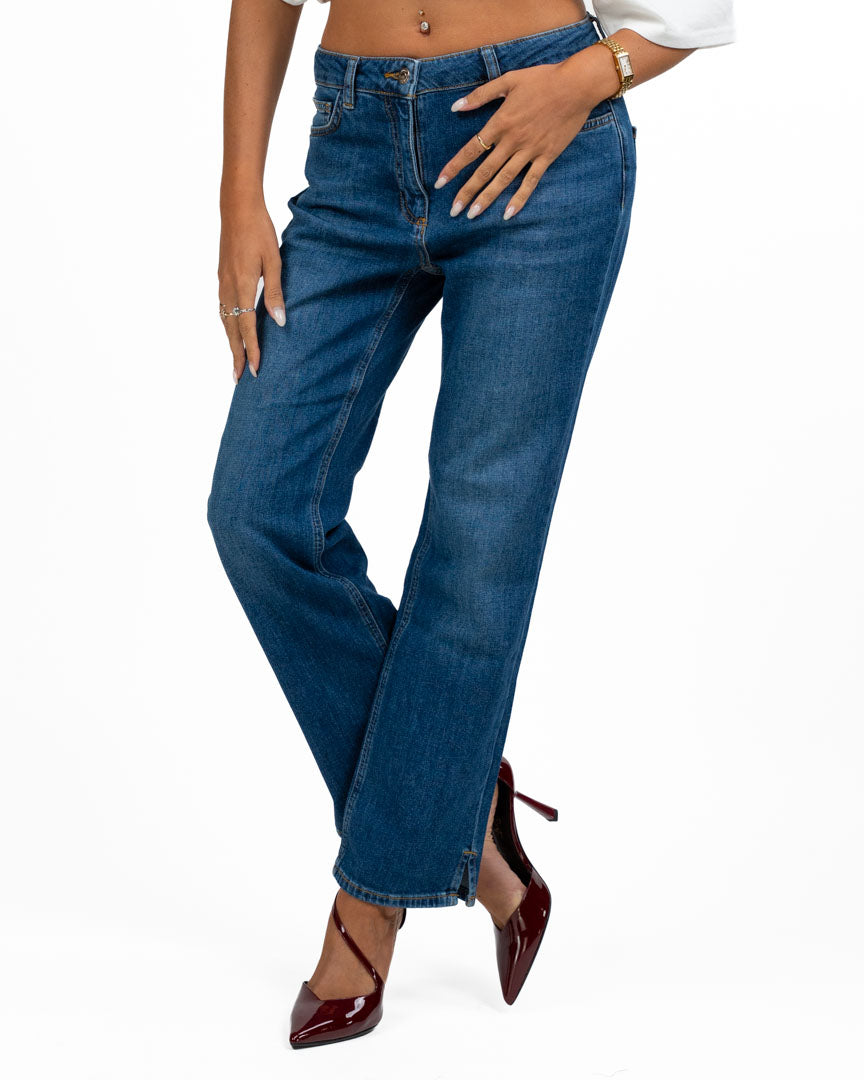 Jeans Straight Fit con Spacco al Fondo - Pennyblack