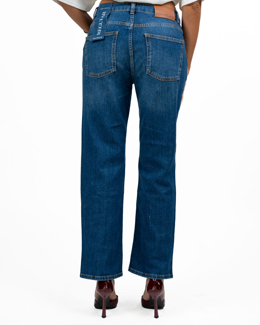 Jeans Straight Fit con Spacco al Fondo - Pennyblack