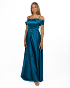 Abito Lungo con Spalline e Blu Petrolio - Berti Mode Collection