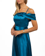 Abito Lungo con Spalline e Blu Petrolio - Berti Mode Collection