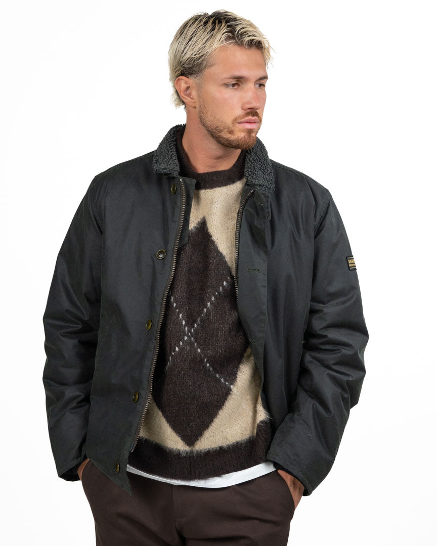 Giubbotto In Cotone Cerato Con Colletto In Teddy - Barbour