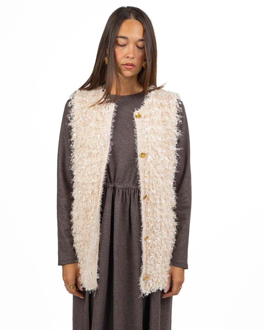 Gilet in Maglia Frangiata con Paillettes - Twinset