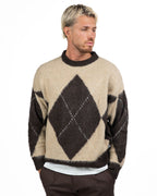 Maglione Cropped a Rombi Marrone e Panna - Berna