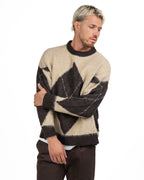 Maglione Cropped a Rombi Marrone e Panna - Berna
