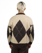 Maglione Cropped a Rombi Marrone e Panna - Berna