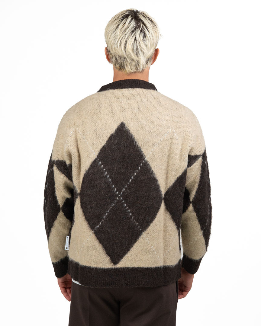 Maglione Cropped a Rombi Marrone e Panna - Berna