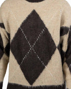 Maglione Cropped a Rombi Marrone e Panna - Berna