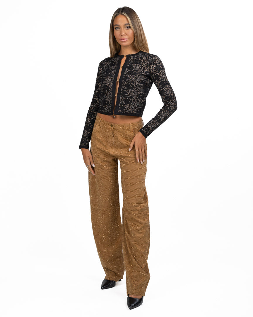 Cardigan Cropped in Maglia Traforata con Morsetti Gold - Elisabetta Franchi