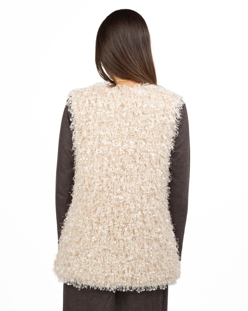 Gilet in Maglia Frangiata con Paillettes - Twinset