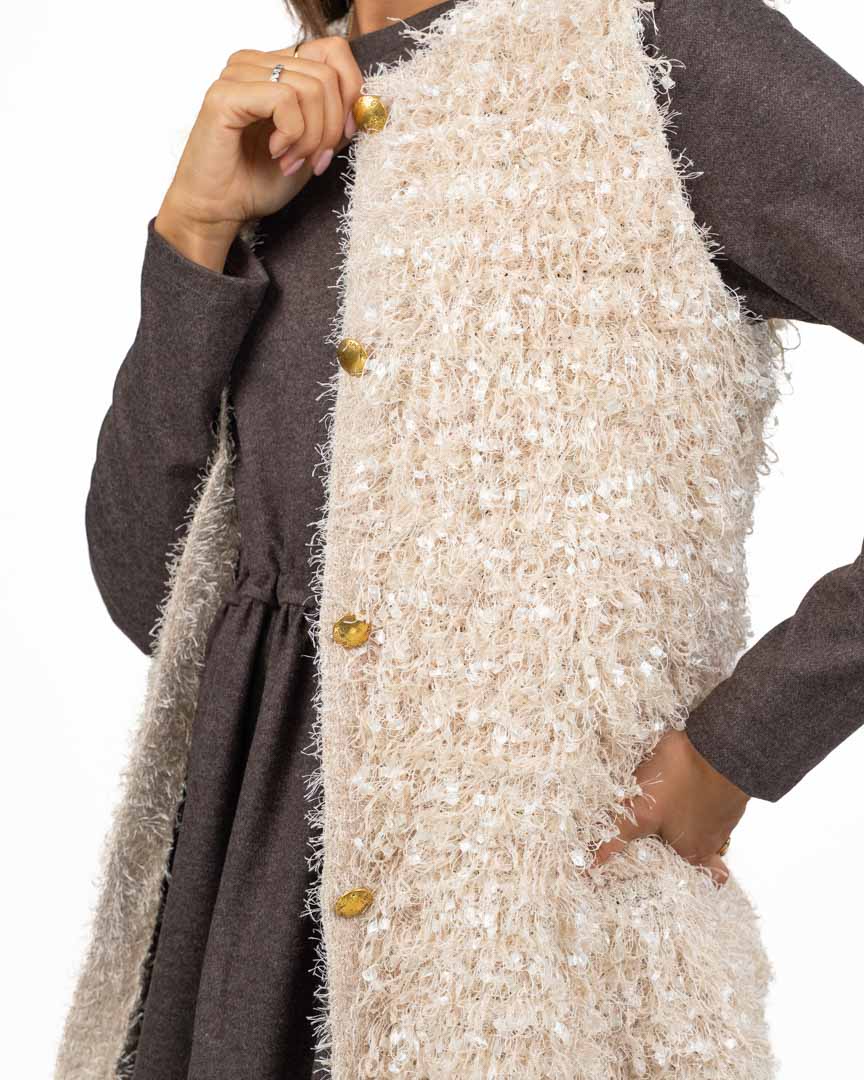 Gilet in Maglia Frangiata con Paillettes - Twinset