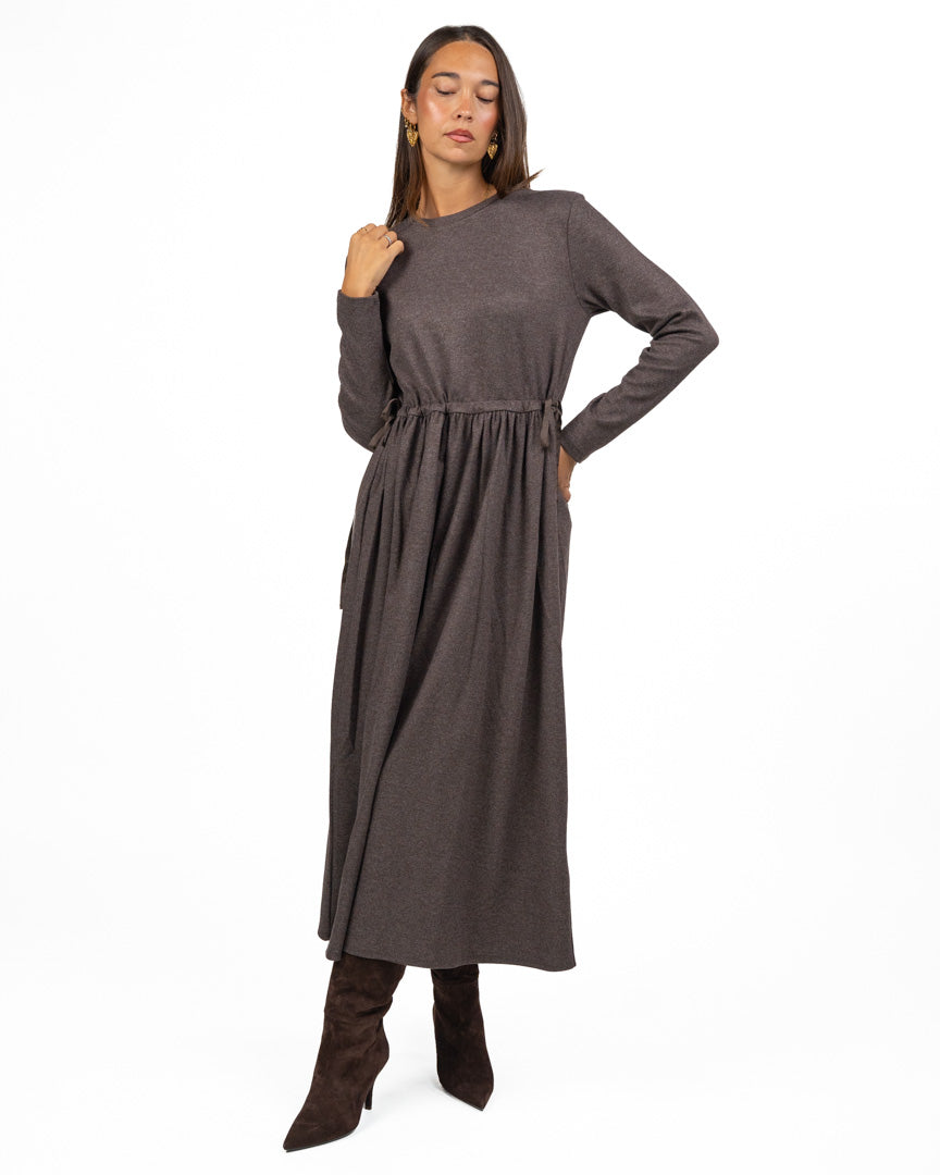 Abito Lungo in Jersey di Lana con Coulisse - Max Mara