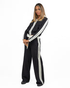 Pantaloni Tuta Wide-Leg con Bande Laterali - Elisabetta Franchi