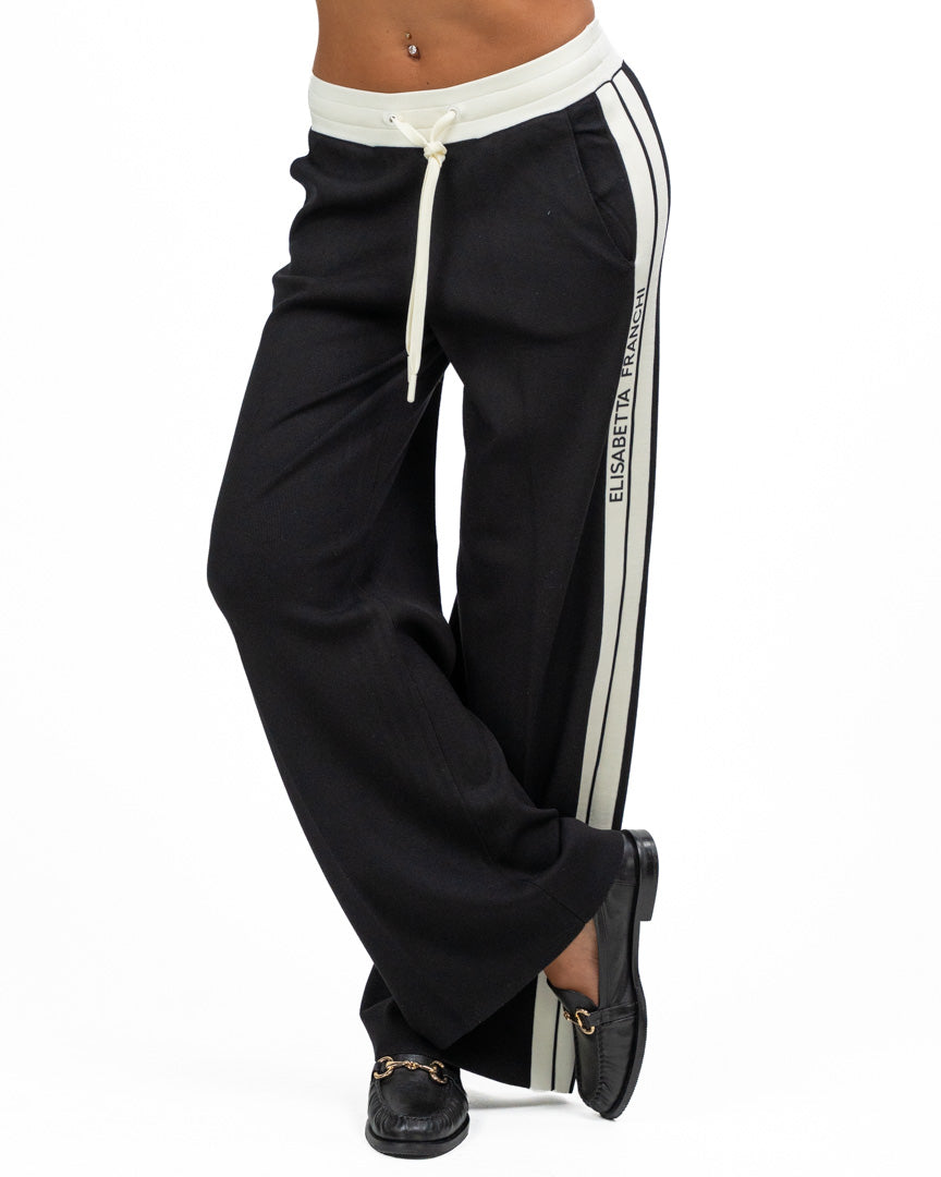 Pantaloni Tuta Wide-Leg con Bande Laterali - Elisabetta Franchi