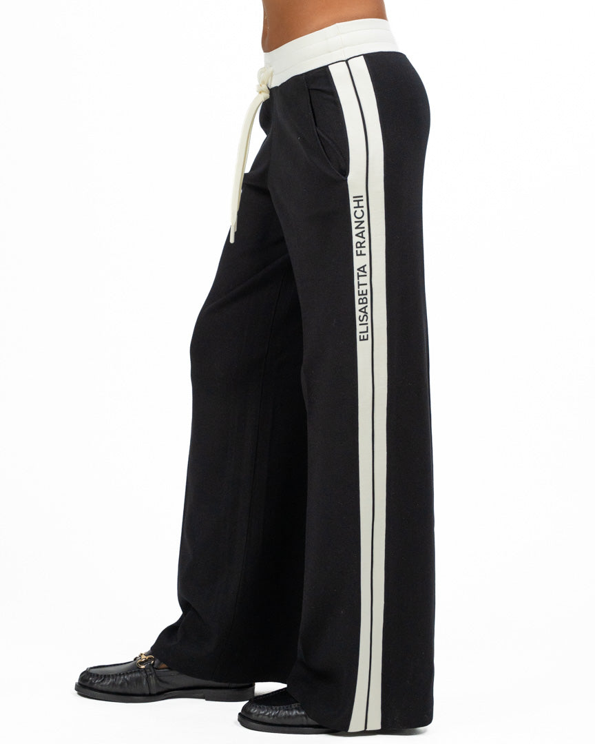 Pantaloni Tuta Wide-Leg con Bande Laterali - Elisabetta Franchi