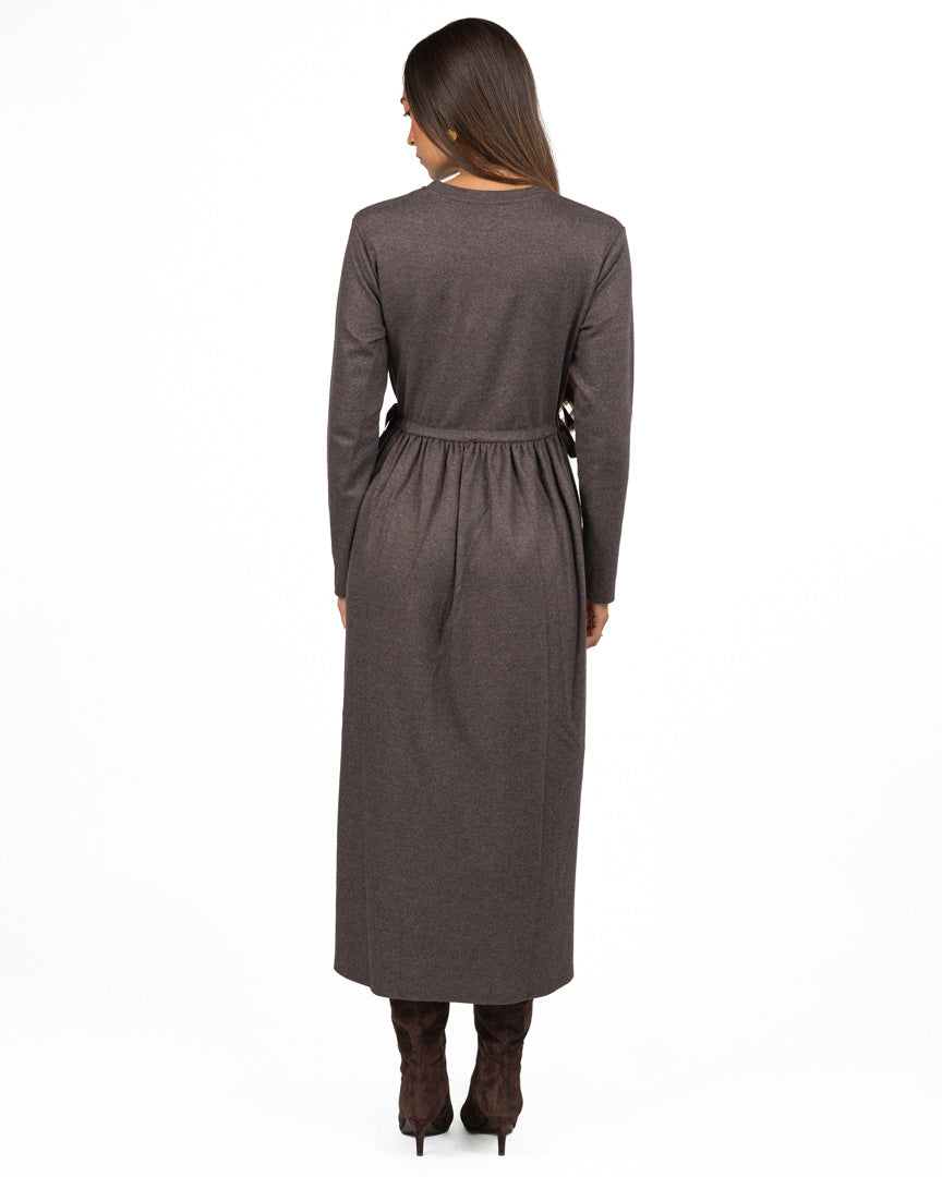 Abito Lungo in Jersey di Lana con Coulisse - Max Mara
