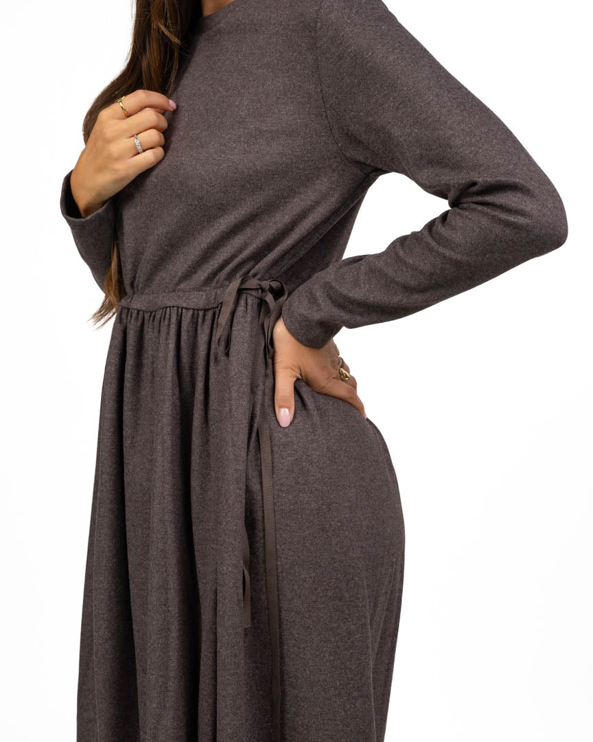 Abito Lungo in Jersey di Lana con Coulisse - Max Mara