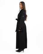 Cappotto Lungo Doppio Petto in Lana Nero con Bottoni Gold - Elisabetta Franchi