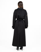 Cappotto Lungo Doppio Petto in Lana Nero con Bottoni Gold - Elisabetta Franchi