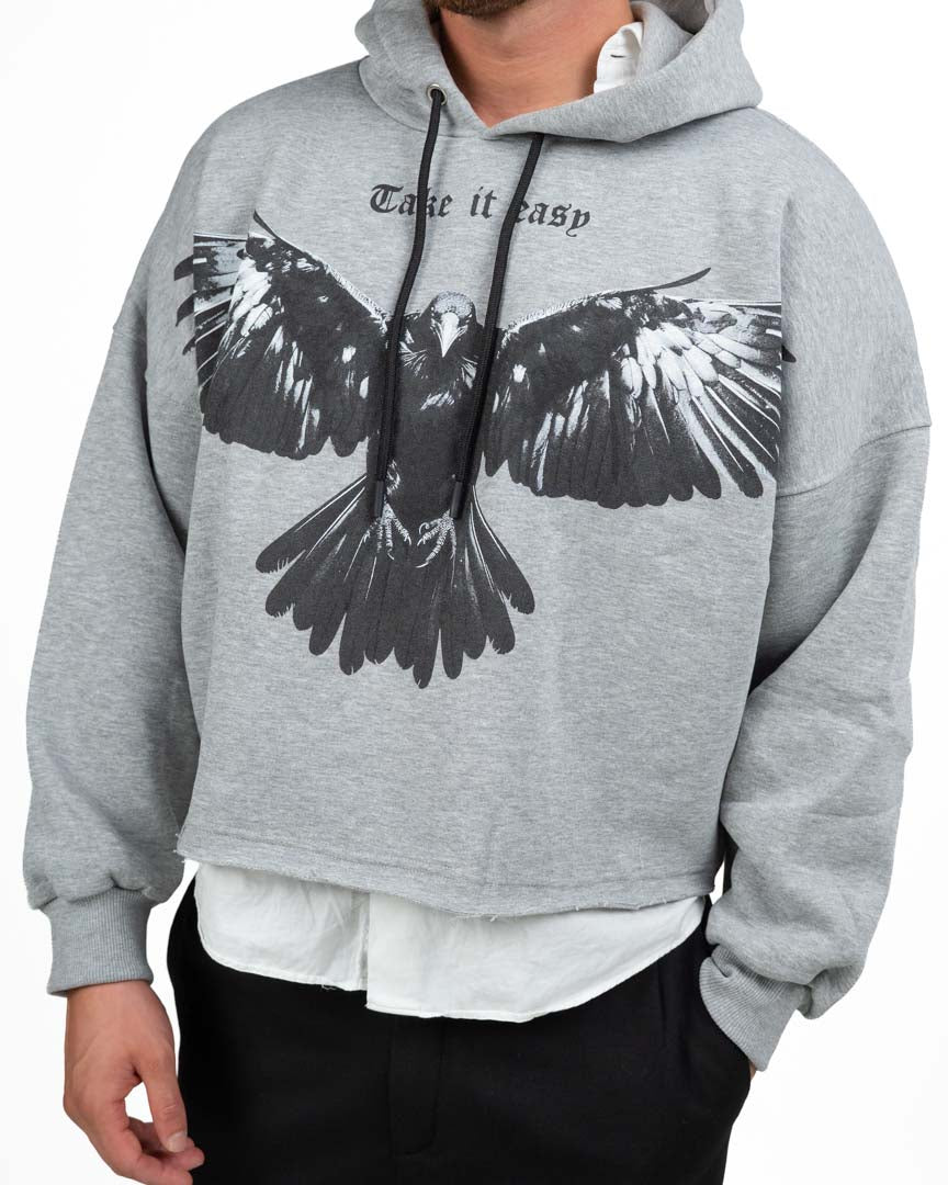 Felpa con Cappuccio Crop "Take It Easy" - Berna