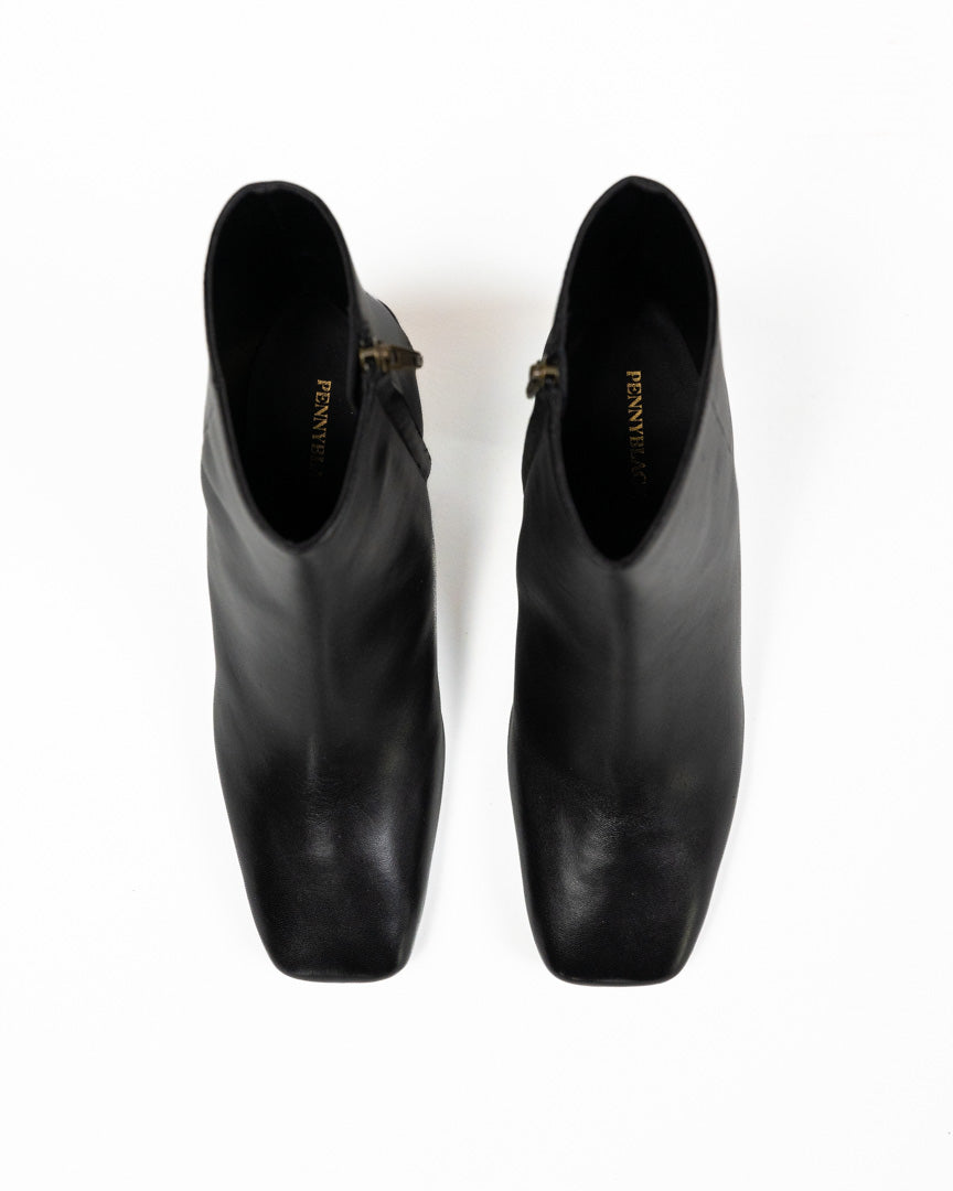 Stivaletti In Pelle Con Tacco Largo - Pennyblack