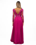 Abito Lungo con Maniche in Pizzo Magenta - Berti Mode Collection