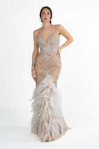 Abito oro con piume - Dea Fea