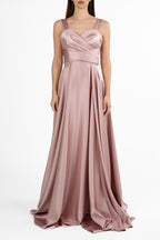 Abito Lungo Musani in Satin Rosa Antico