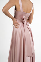 Abito Lungo Musani in Satin Rosa Antico