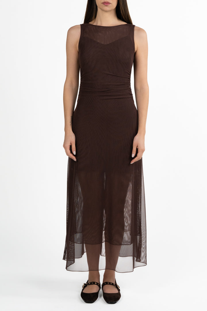 Abito Midi in Mesh Drappeggiato - Marella